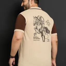 bigbanana Men Printed Polo Neck Pure Cotton Beige T-Shirt-picture-28