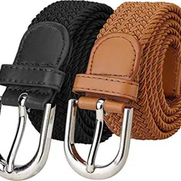 luxury leather Girls Casual, Formal, Evening, Party Black, Tan Canvas Belt-picture-27