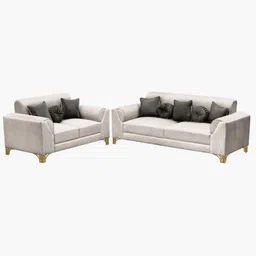 furnisto Luxurious Ribbed Suede 3+2 Sofa Set in Beige Colour image 3