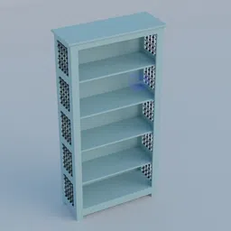 GF Furniture Solid Wood 4 Tier Open Book Shelf With Metalwork Sides (Sky Blue ) Solid Wood Open Book Shelf-image-0