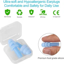 koccido Reusable Silicone Earplugs, 5 Pairs of Noise Reduction Ear Plugs Ear Plug image 4