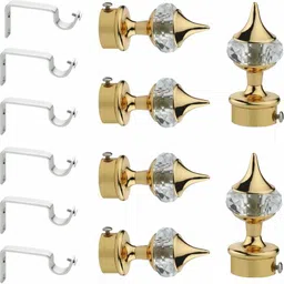 gloxy Gold Rod Rail Bracket, Curtain Knobs, Curtain Hooks, Curtain Rods Metal-picture-13