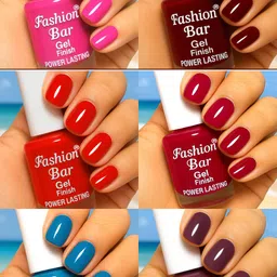 fashion bar Gel Finish Power Lasting six nail polish shades collection Set No.A80 Multicolor image 1