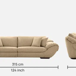 casacraft from pepperfry Duino Boucle Fabric 4 Seater Sofa in Coffee Brown Colour image 2