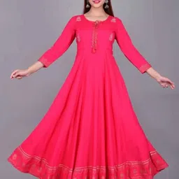 manisukmi fashion Women Fit and Flare Pink, Gold Ankle Length Dress-picture-26