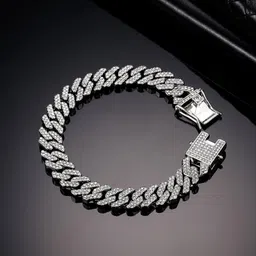 meenaz Metal, Silver, Alloy, Stainless Steel, Steel Platinum, Rhodium, Black Silver Bracelet image 2