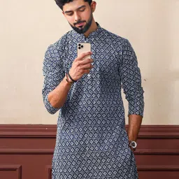koshin Men Embroidered Khadi Silk Straight Kurta-picture-14
