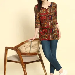 zyla Women Printed Viscose Rayon Straight Kurta image 5