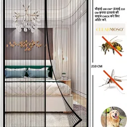 rudra Polyester Infants Washable Mosquito magnetic door net 100cm X 210cm Mosquito Net image 3