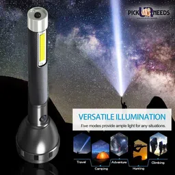 pick ur needs Long Range Led torch Light Rechargeable With 2000mAh Battery ( Pack Of 2) Torch image 4
