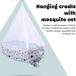 baybee Newborn Hanging Cradle for Baby Jhula Sleep Swing Cradle with Net and Spring Set image 3