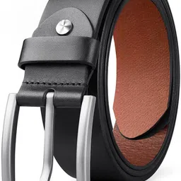 Men Formal, Casual, Evening, Party Black Genuine Leather Belt-image-4