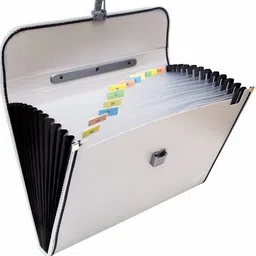 skrill Plastic 13 Pockets Expanding File Folder for Documents, Certificates, A4/Foolscap/Legal Size File Organizer with Carry Handle image 2