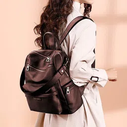 spinsell Medium 24 L Backpack Leather Backpack Purse for Women and Girls Convertible Travel Vintage image 5