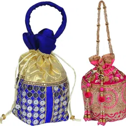 sunesh creation Women Blue, Pink, Gold Potli-picture-19