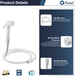 kamal Health Faucet Milky (Complete Set) Chrome Finish with Gun, Shower Tube & Hook HealthFaucet image 2
