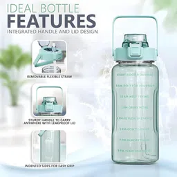 onishomes 2L Capacity Belt Straw Transparent Motivational Water Bottle 2000 ml Water Bottle image 5