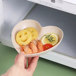 krishayenterprise 5 Pcs Unbreakable Heart Shaped Small Salad,Dinner,Chat Plate Eco-Friendly & Safe Quarter Plate image 4