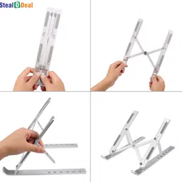 StealODeal Silver 7 Angles Adjustable Aluminum Portable Desktop Holder Laptop Stand image 2
