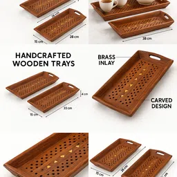 daiviksdecor Wooden Tray Set Tray Serving Set image 4