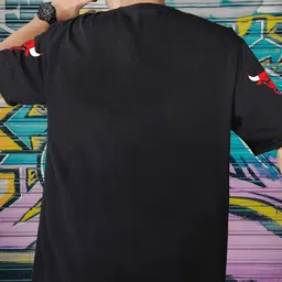 manlino Men Graphic Print Round Neck Cotton Blend Black T-Shirt image 2