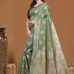 nency fashion Woven Banarasi Silk Blend Saree image 3