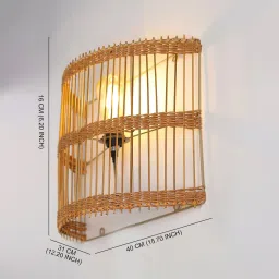 habereindia Classic Rattan Wall Light (Brown) image 2