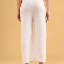 limeroad Women Regular Fit White Cotton Blend Trousers image 3