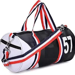 lovva paris 25 L Gym Duffel Bag - Unisex Casual PU Leather 57, Shoulder & Cross-Body Gym Duffel Bag for Men Women - Black, White-picture-16