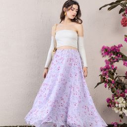 berrylush Women Printed Flared Purple Skirt-picture-27