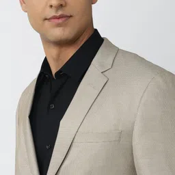 peter england Men Solid Single Breasted Formal Blazer image 4