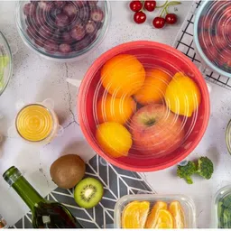 rectitude Microwave Safe Silicone Stretch Lids Reusable Flexible Covers for Bowls, Plates 8.07 inch, 6.5 inch, 5.71 inch, 4.53 inch, 3.74 inch, 2.56 inch Lid Set, Pack of 1 image 4