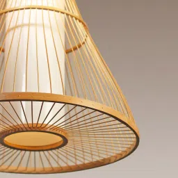 habereindia Conical Handmade Bamboo Pendant Hanging Light (Beige) image 4