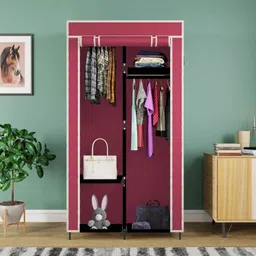 huenish Portable Fabric Wardrobe | Non-Woven Cloth Almirah with Sturdy Metal Frame PP Collapsible Wardrobe image 2