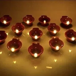 Water Sensor Electric LED Brown Diya for Diwali,Decor Plastic (Pack of 12) Plastic (Pack of 12) Table Diya-image-14