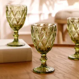 home4u Jeniffer Green 350 ml Glass (Set of 6) Wine Glass-picture-15