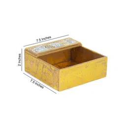 the home co. Mosaic Blue & Gold MDF Wood Tissue Holder image 3