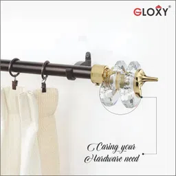 gloxy Silver, Gold Rod Rail Bracket, Curtain Knobs, Curtain Hooks, Curtain Rods Metal image 3