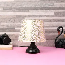 foziq Beige & Gold Fabric Shade with Black Metal Base Table Lamp image 2