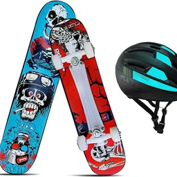 jaspo Max Penalty Dual Combo 27"x 7" Wooden Skateboard with Helmet Skating Kit-picture-23
