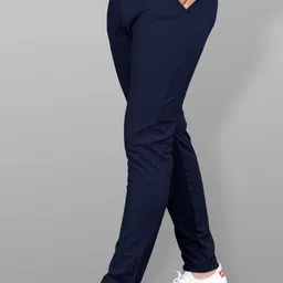 combraided Men Slim Fit Blue Lycra Blend Trousers image 3