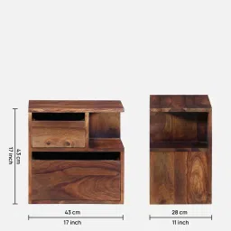 woodsworth from pepperfry Sencillo Sheesham Wood Rhs Bedside Table In Provincial Teak Finish With Drawers image 2