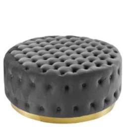 expressionist by mohanbir Tufted Button Ottoman In Midnight Grey Color image 4