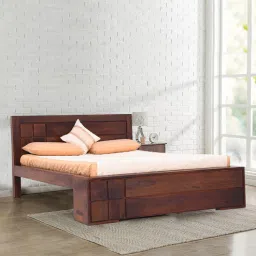 Mourya Queen Size Bed Without Storage In Brown color-image-19
