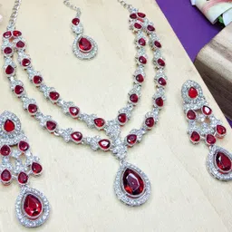 vatsalya creation Alloy Gold-plated Maroon Jewel Set image 1