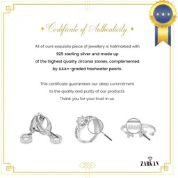 zarkan Hallmark Silver Green American Diamond Oval Shape Ring For Girls Silver Zircon Rhodium Plated Ring image 5