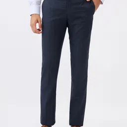 raymond Men Slim Fit Dark Blue Polyester Trousers-picture-24