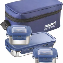 nayasa Eco Duplex Blue 3 Containers Lunch Box-picture-26