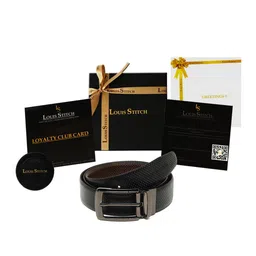 LOUIS STITCH Men Black & Brown Reversible Textured Leather Formal Belt image 4