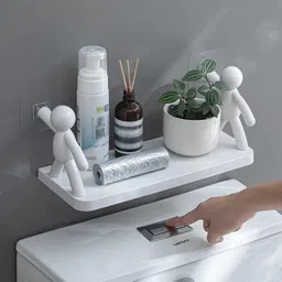 two purchase Wall Mounted Floating Glass Shelves - Self Adhesive Bathroom and Kitchen Decor Plastic Wall Shelf image 1
